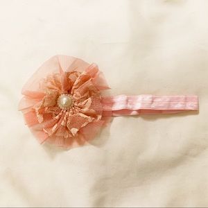 NWOT blush pink lace flower headband bow
